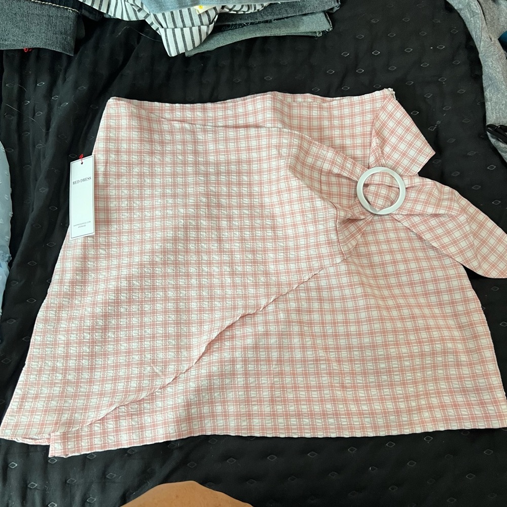 NWTS Red Dress Aura pink n white skirt sz Medium